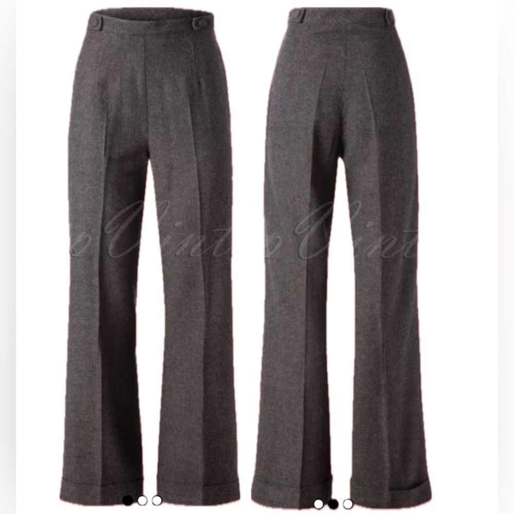 Dancing Days by Banned Grey Retro 50s Style High Waist Wide Leg Pants Size S